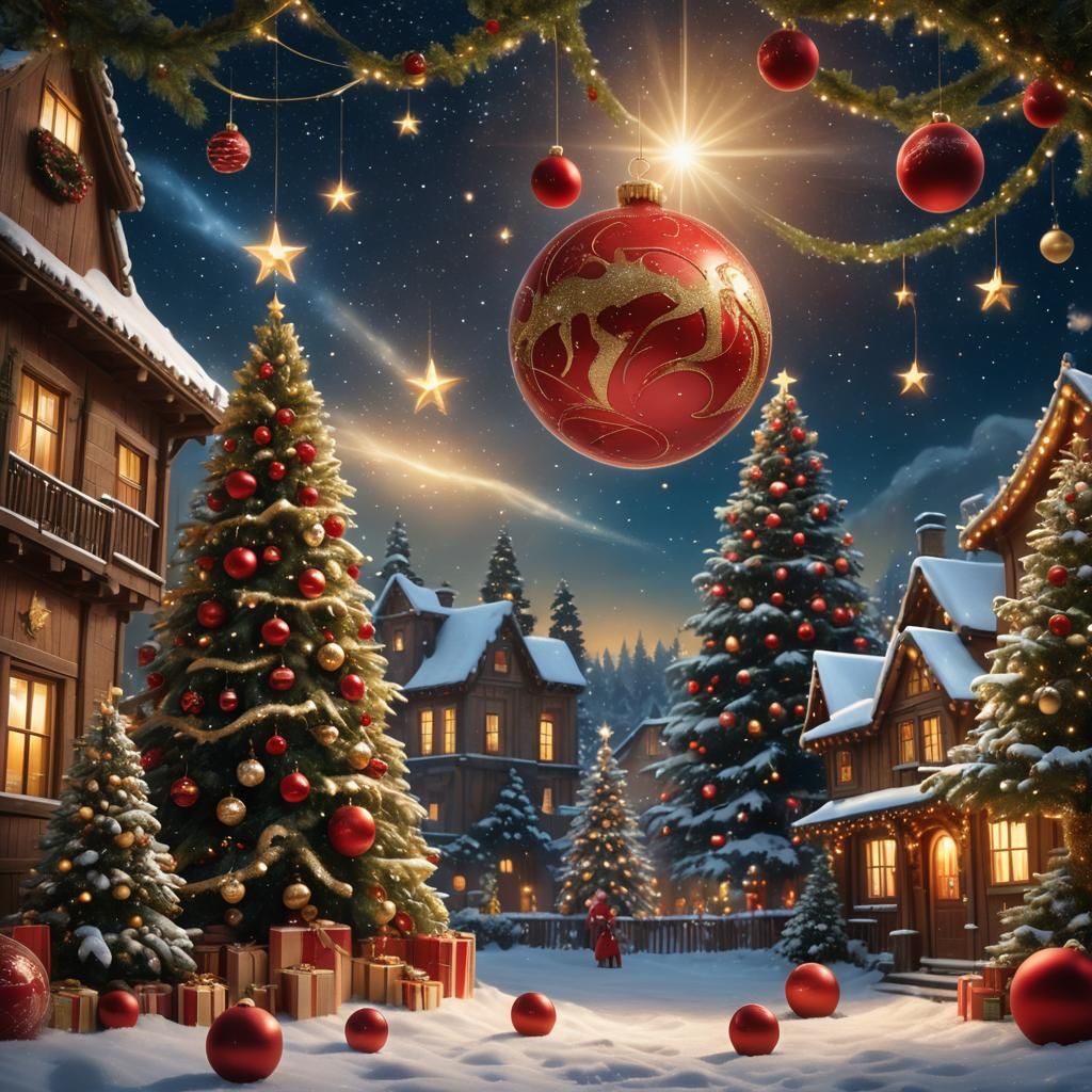 Sparkling Christmas Ball with Glitter and Stars