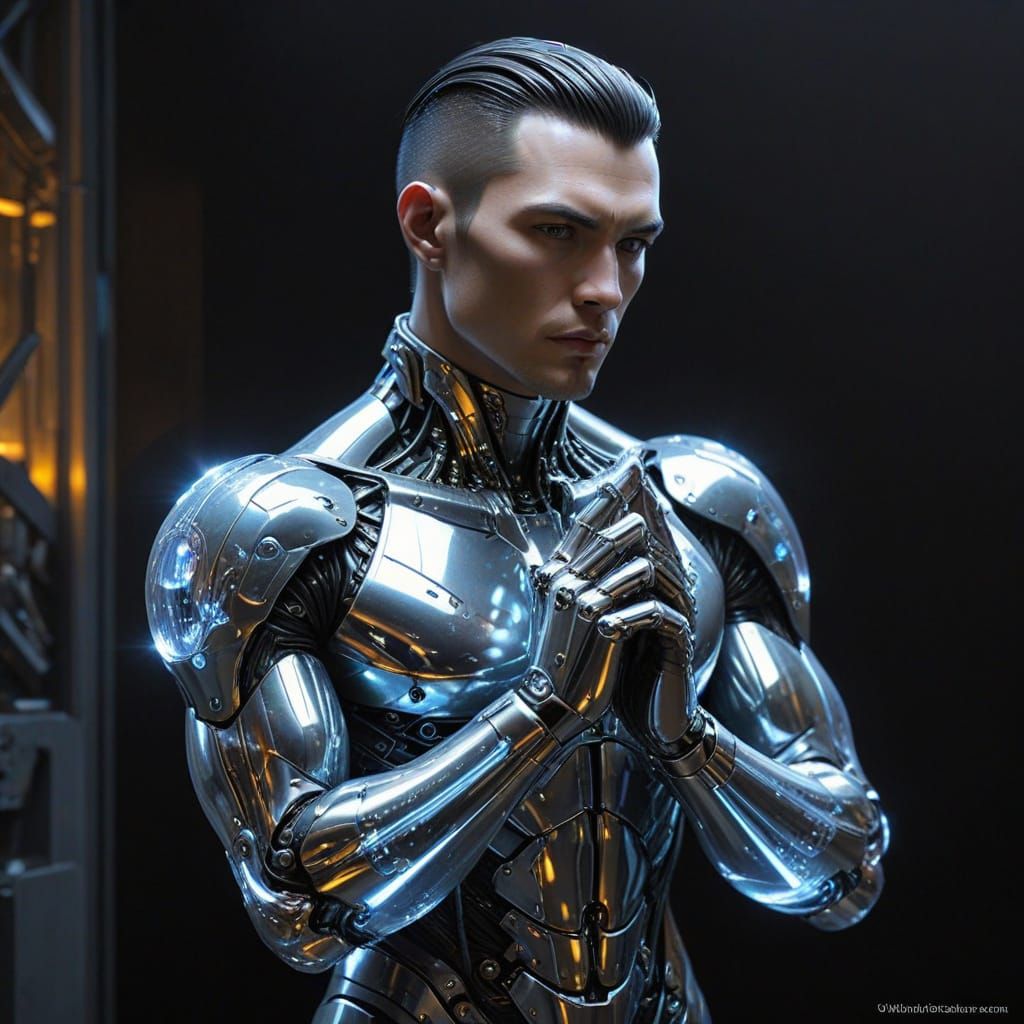 Cyberpunk Fantasy Keeper with Crystal Enhancement