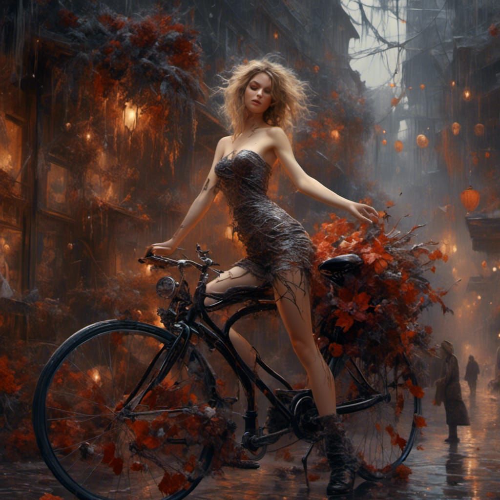 Nude Woman on Bicycle Christmas Card