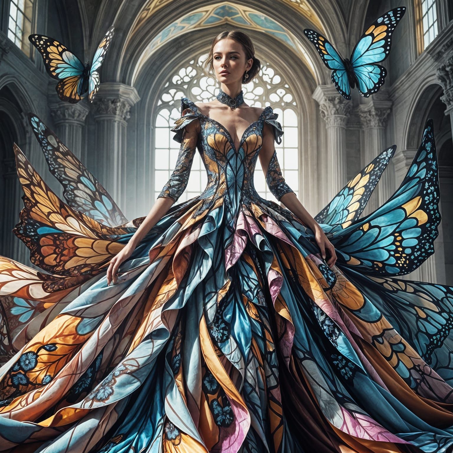Fractal Haute Couture Gown in McQueen Style