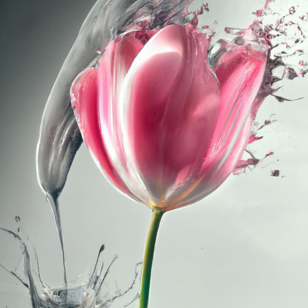 Photorealistic Tulips with Oil Splash Art