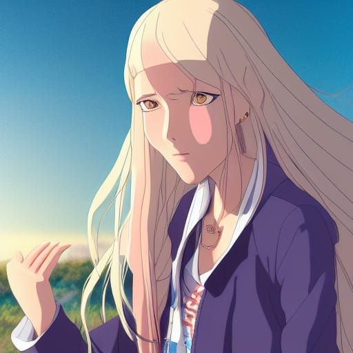 Blonde Woman in Anime Style, Key Visual