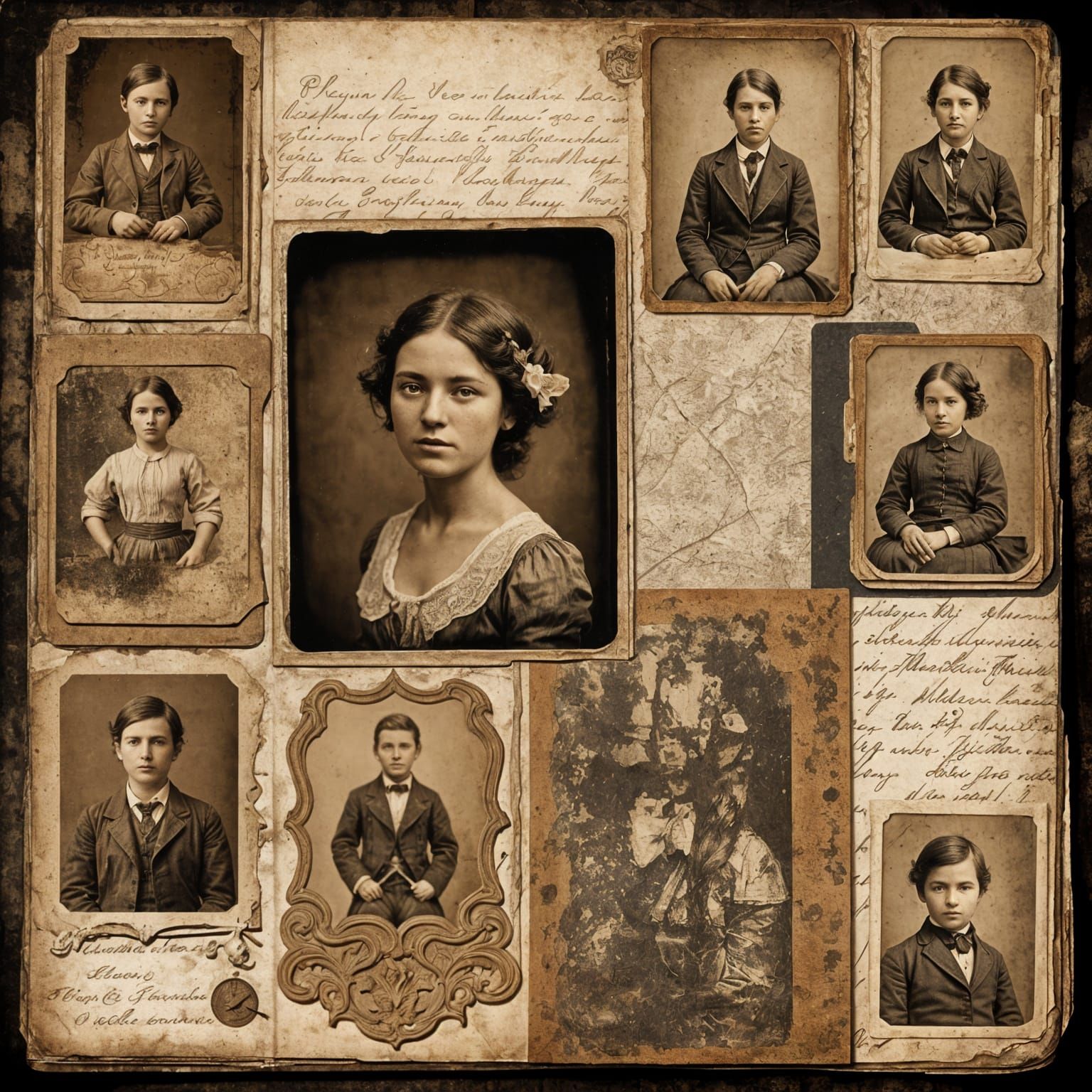 Vintage Portraits Collage in Scrap Journal Style