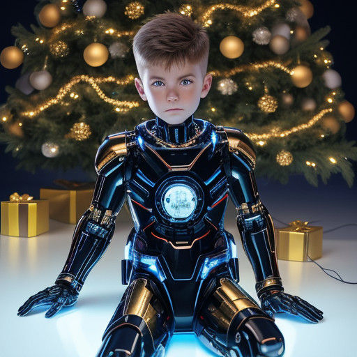 Cyberpunk Christmas Hero in Advanced Battle Gear