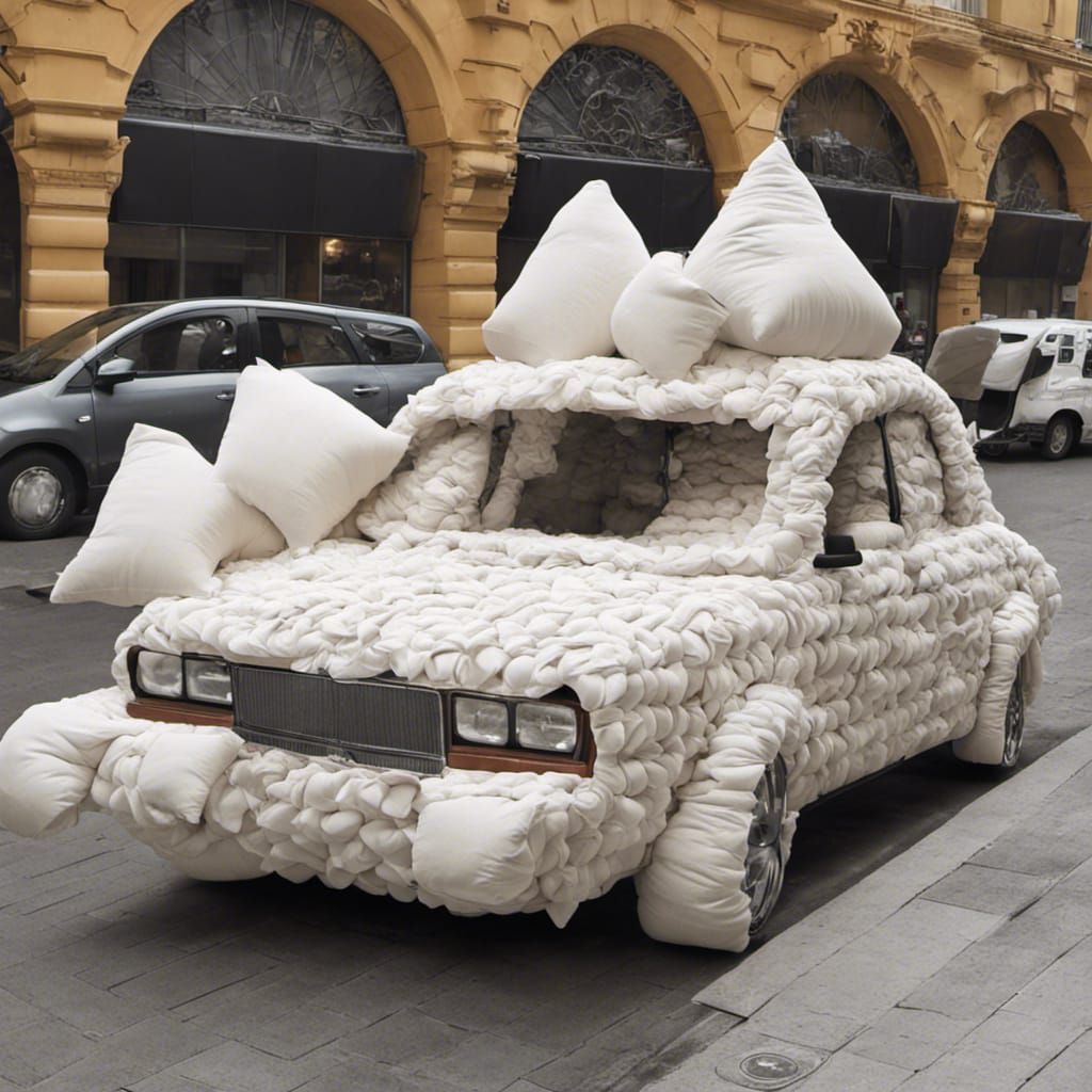 Pillow Car Against Cityscape