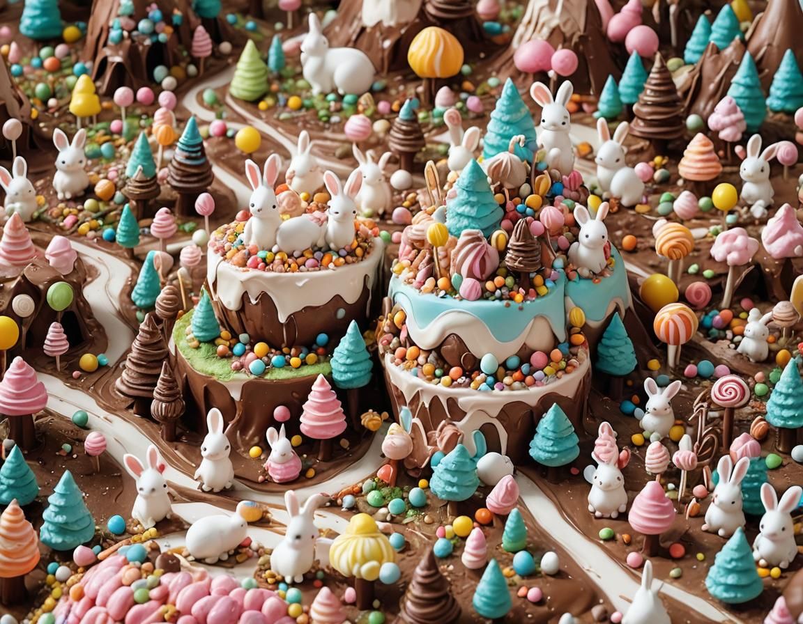 Whimsical Candy Land Dreamscape with Sugar Animals