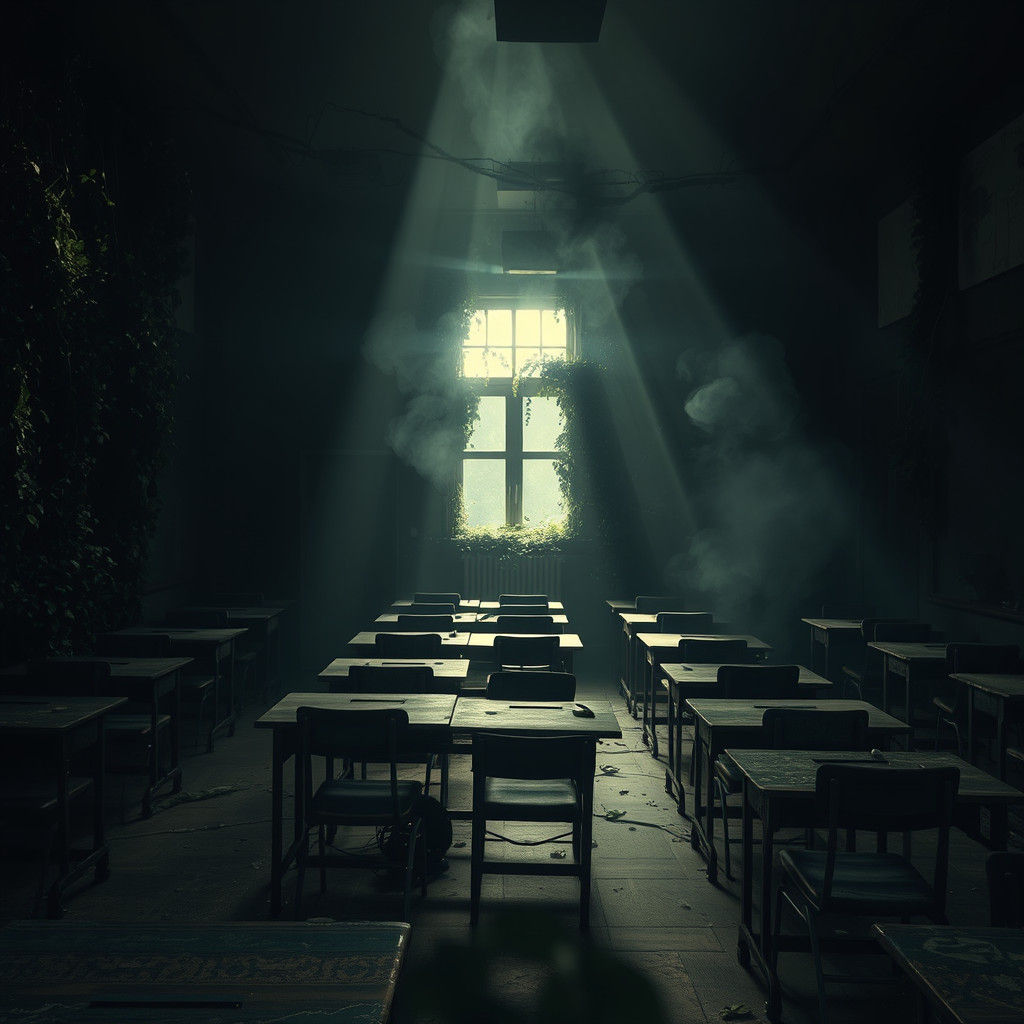 Abandoned Classroom Transforms into Haunted Forest Scene