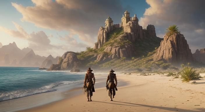 Pirate Marooned on Desert Island, Adrift Amidst Triadic Colo...