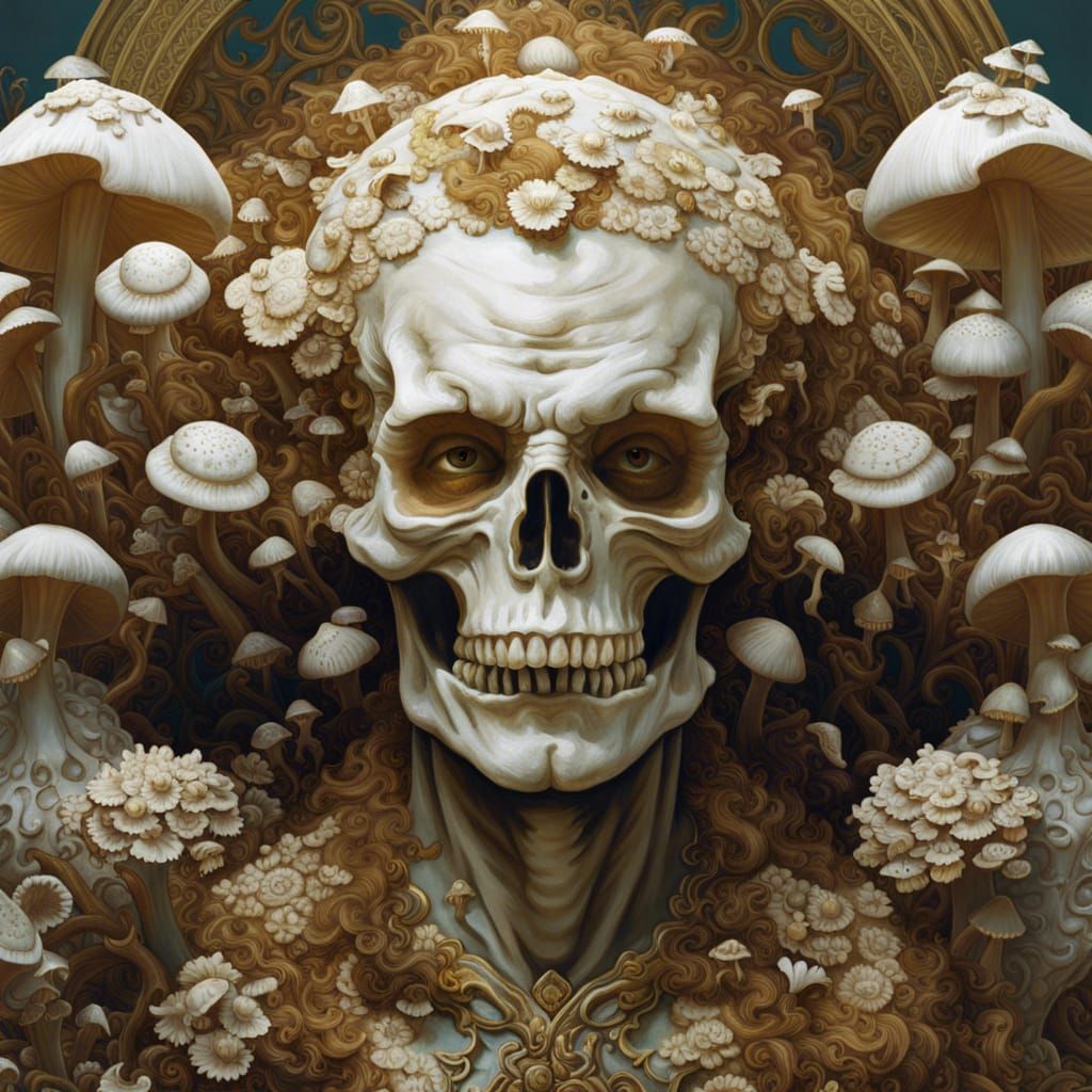 Rococo Zombie Portrait with Mushrooms