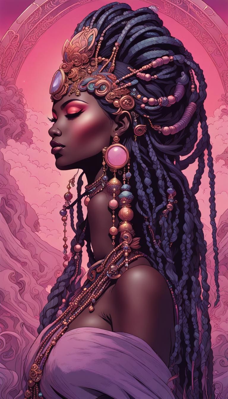 Dark Empress with Ornate Headdress, Comic Book Art