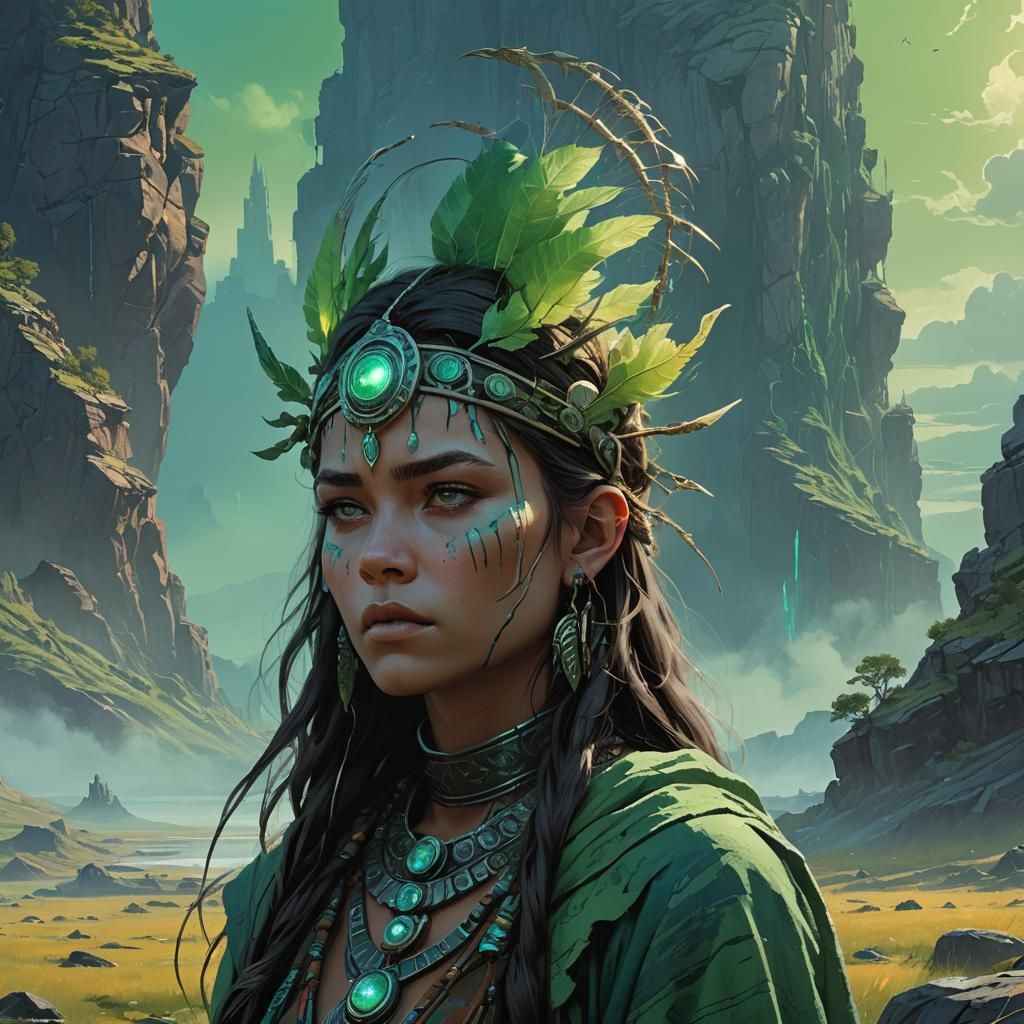 Fantasy Female Warrior at the Edge of Treachery