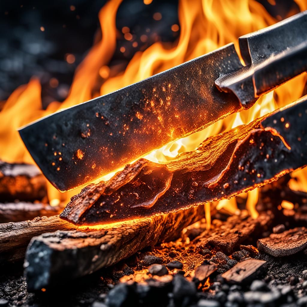 Glowing Blade Forged in Fire: Hyper-Realistic Digital Art