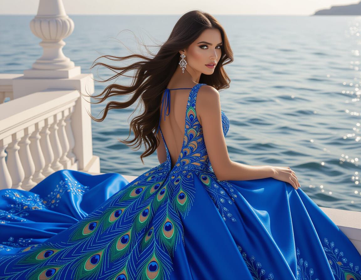 Hyper-Realistic Portrait of a Beautiful Woman in Silk Gown