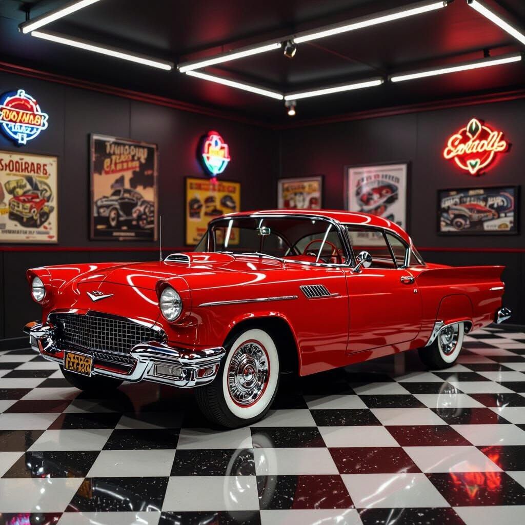 Restored 1950s Car in Vintage Garage