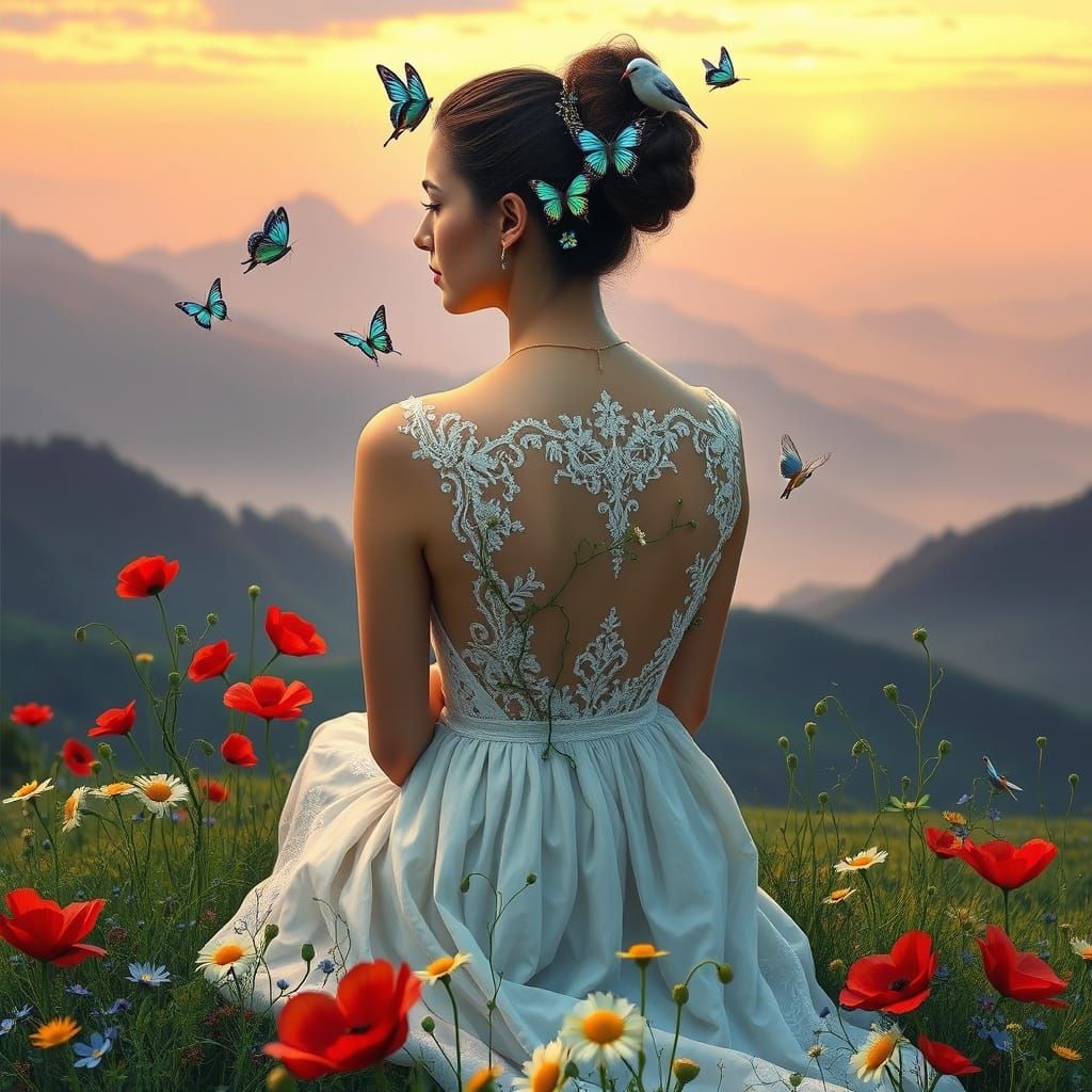 Serene Woman in Nature's Healing Embrace