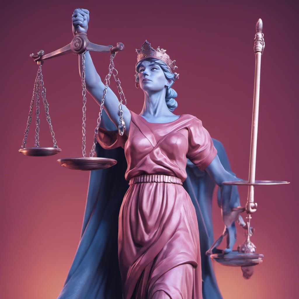 Lady Justice in 3D Digital Art Style