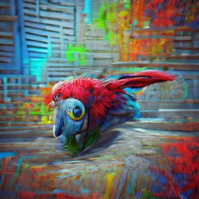 Colorful 3D Parrot in Impasto Style