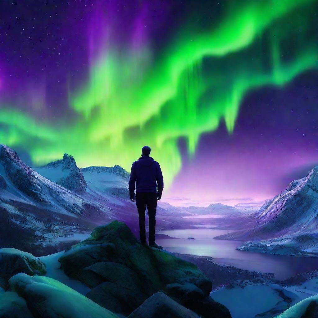 Ethereal Northern Lights Dance Above a Loving Couple in Norw...