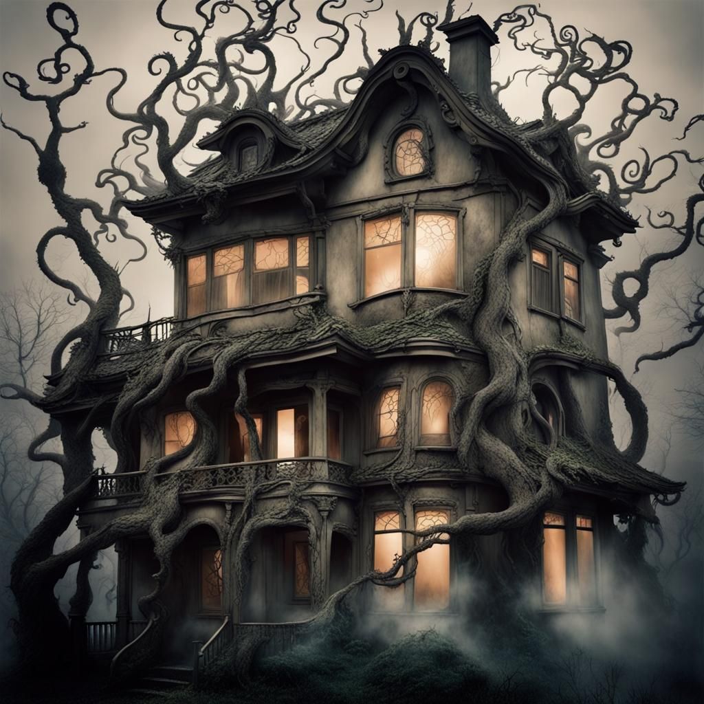 Haunted Japanese House in Tim Burton Style