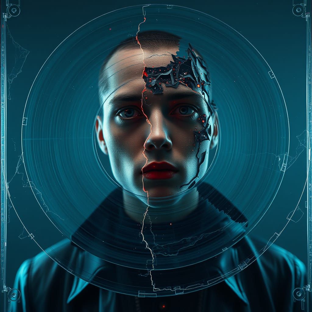 Vinyl Record Portrait in Dark Fantasy Style