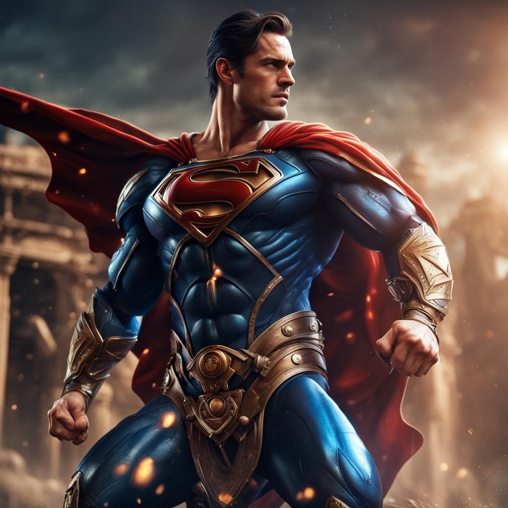 Gladiator Superman in Comic Book Art Style
