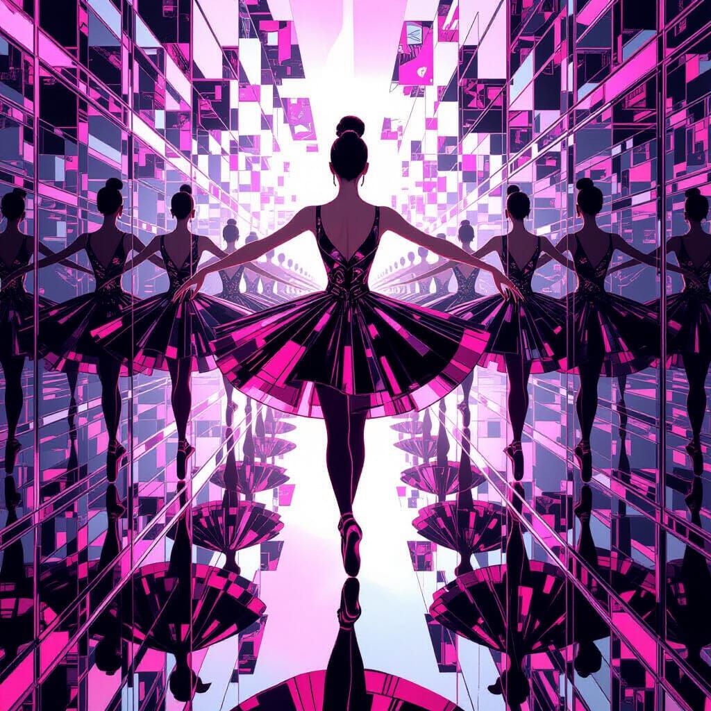 Kaleidoscopic Ballerina in Abstract Motion Art