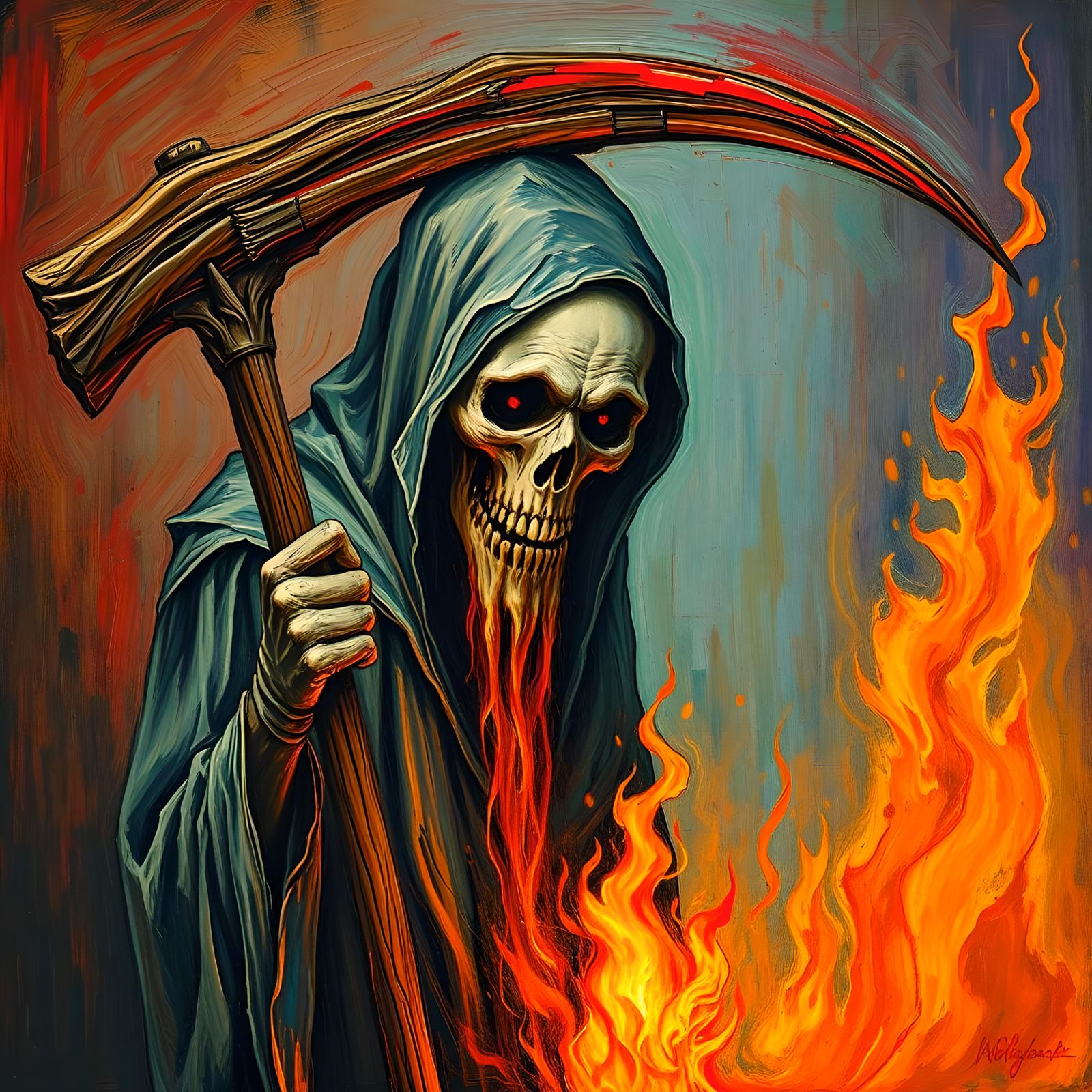 Fiery Grim Reaper Wraith in Fauvist Style