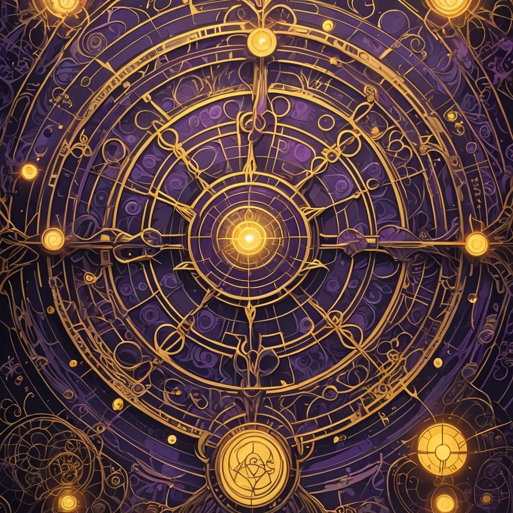 Dark Fantasy Energy Diagram with Art Nouveau Elements