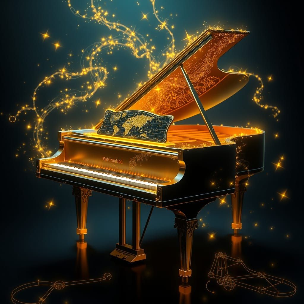 A Radiant Piano in a Celestial Setting