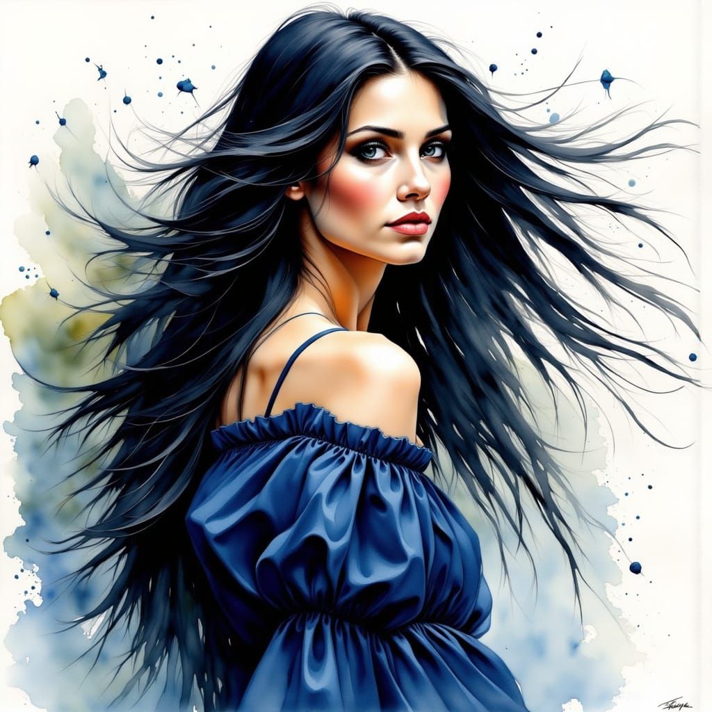 Norse Goddess Portrait in Impressionist Style