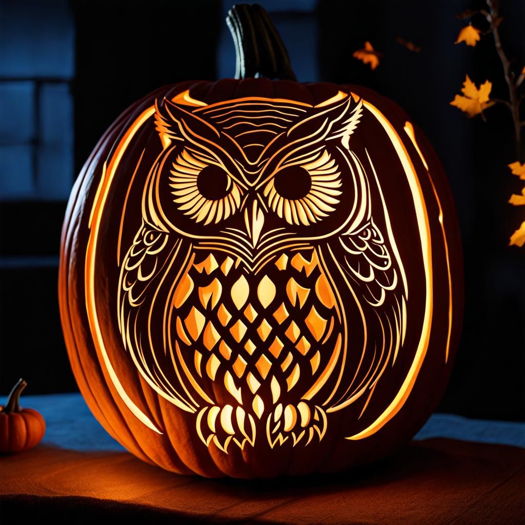 Dark Fantasy Owl Pumpkin Carving