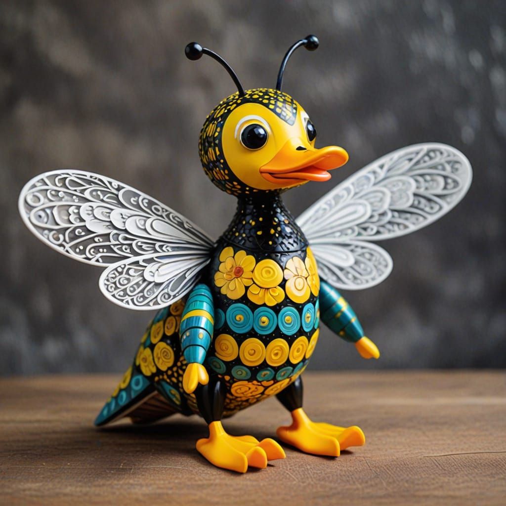 Mystical Alebrije Creature with Duck and Bee Features