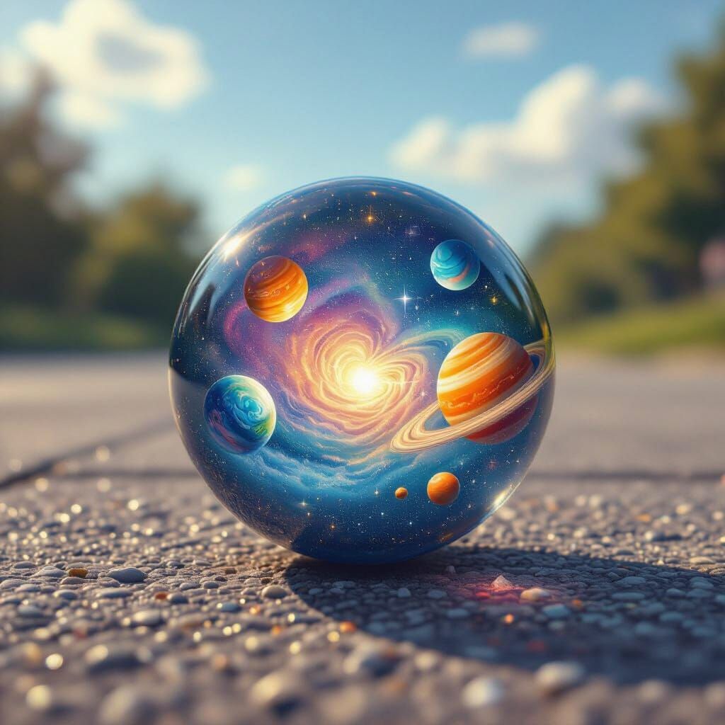 Miniature Galaxy Captured in Child's Marble
