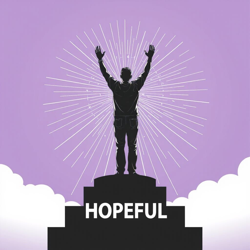 Man Radiates Hopeful Energy in Vibrant Digital Art