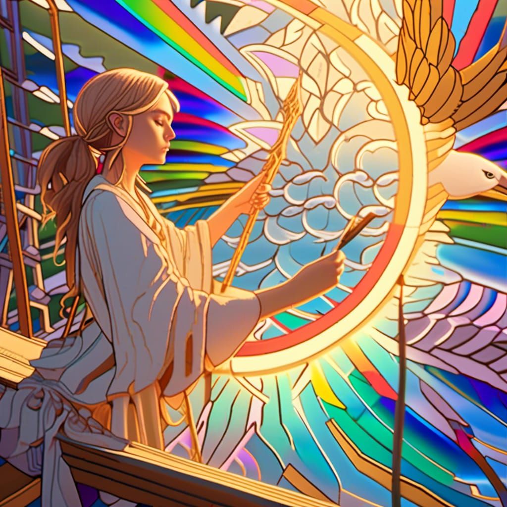 Painters on a Bridge with Astral Lights