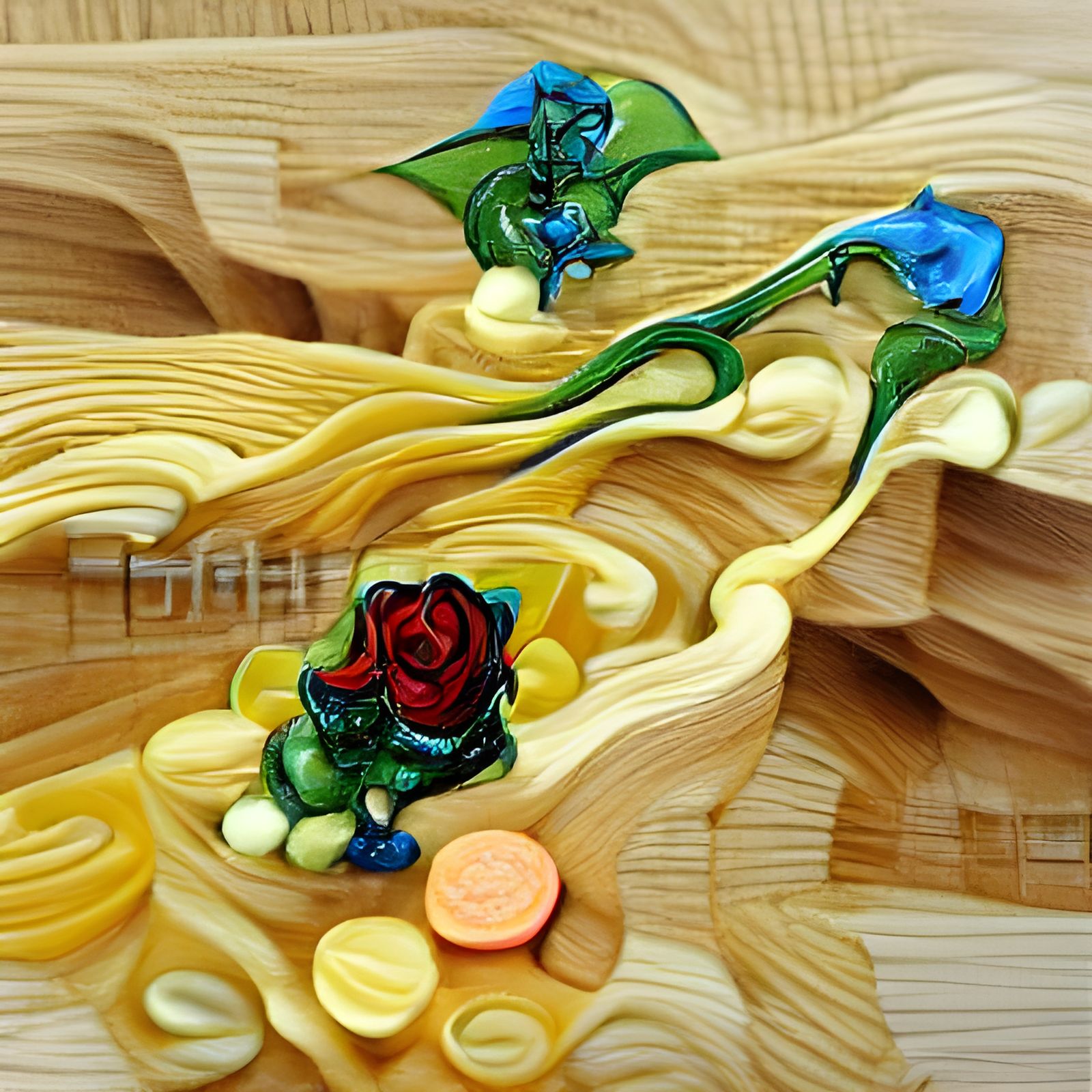 Dragon Valley Roses: Quilling Art in Van Gogh Style
