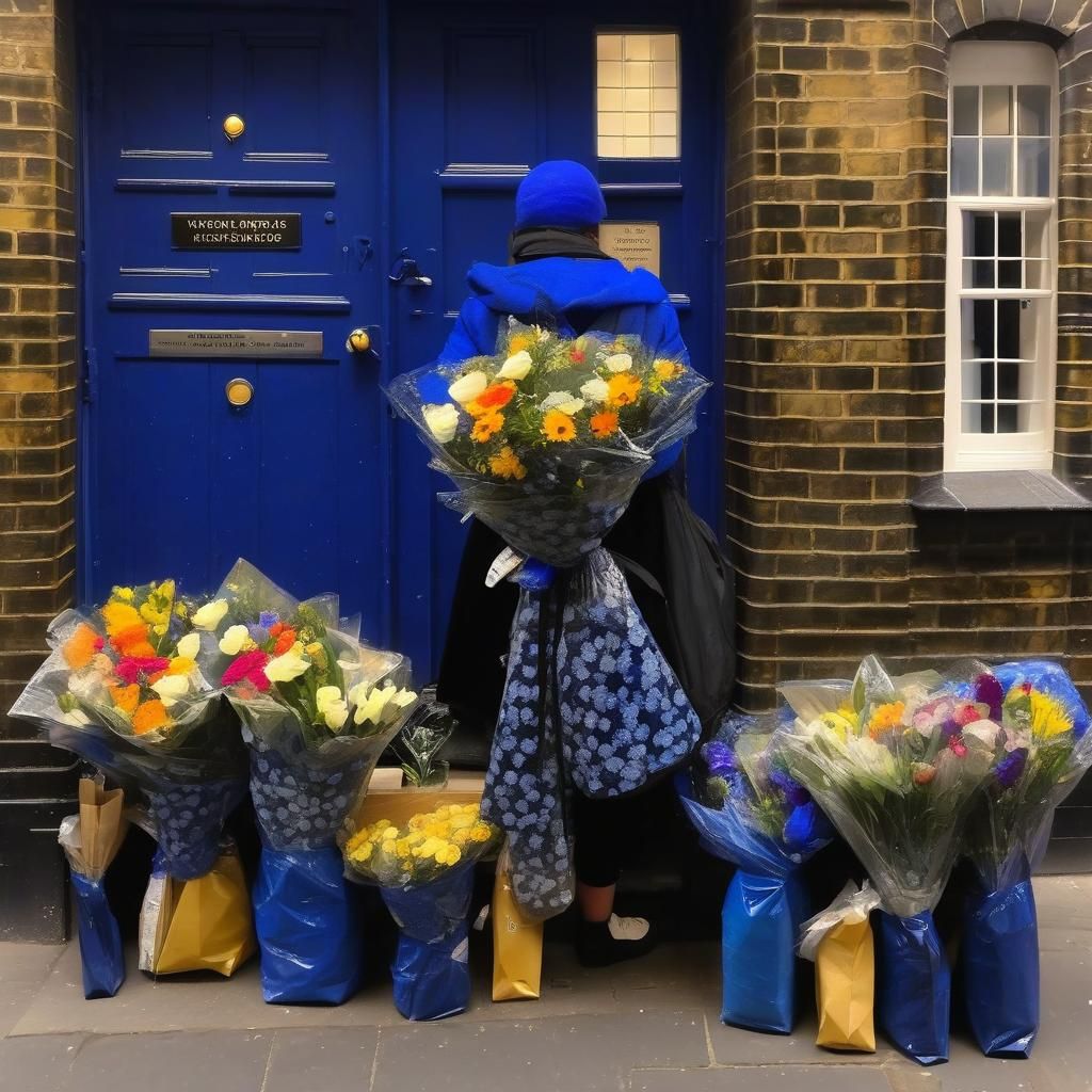 London Flower Seller by the Thames at Night