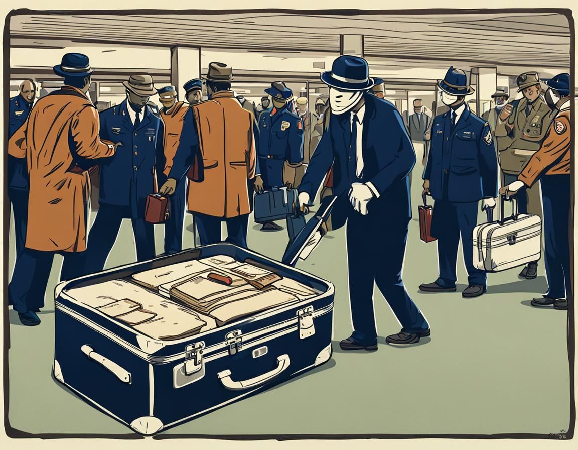 Cartoon Ray in Airport Customs