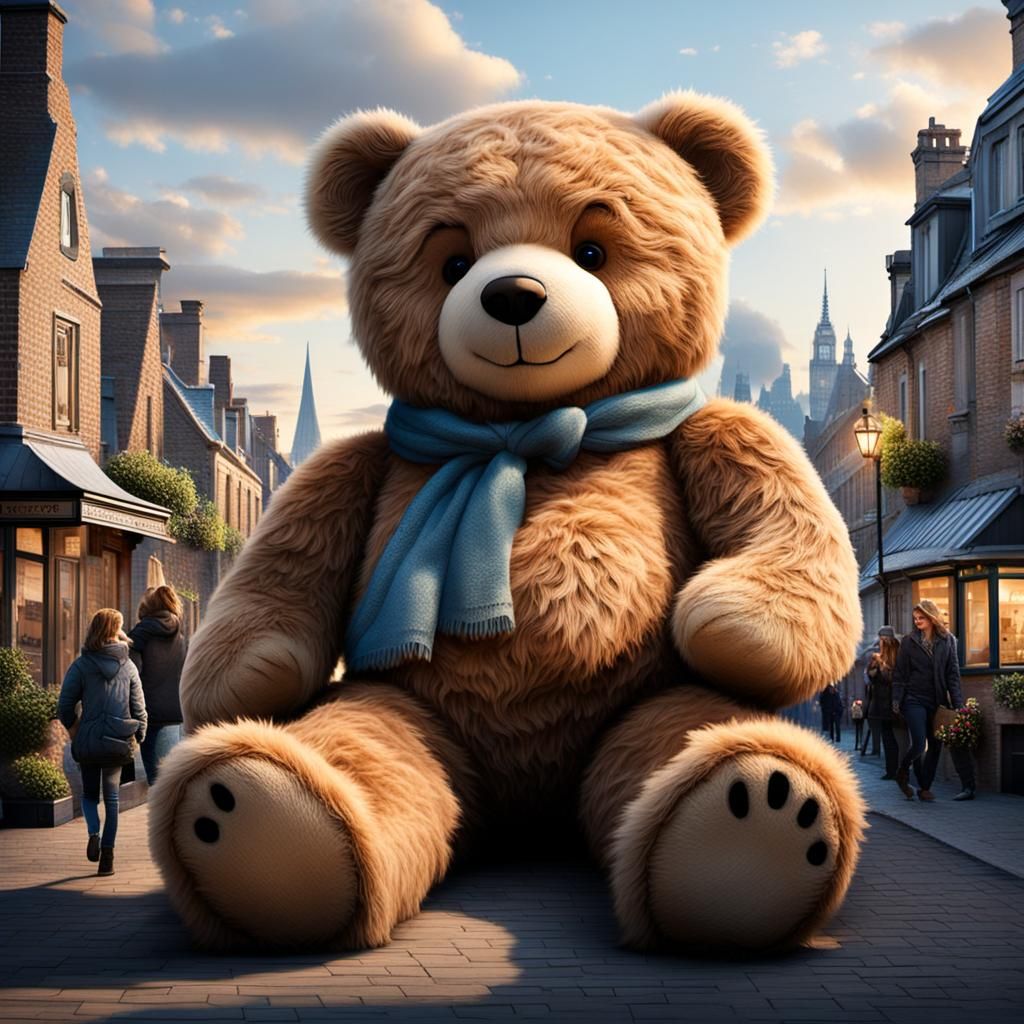 Giant Fluffy Teddy Bear: A Cuddly AI Creation