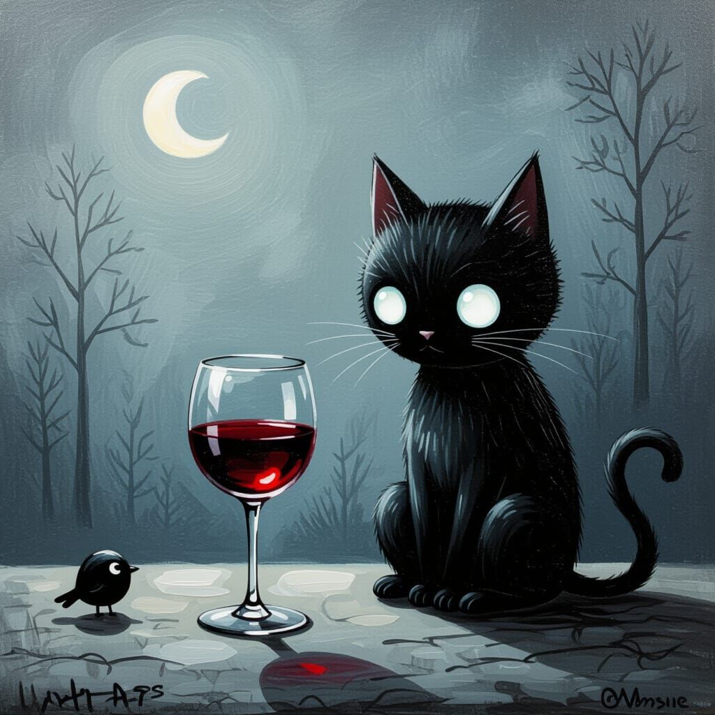 Cute Dark Creatures in Timeless Oil Painting