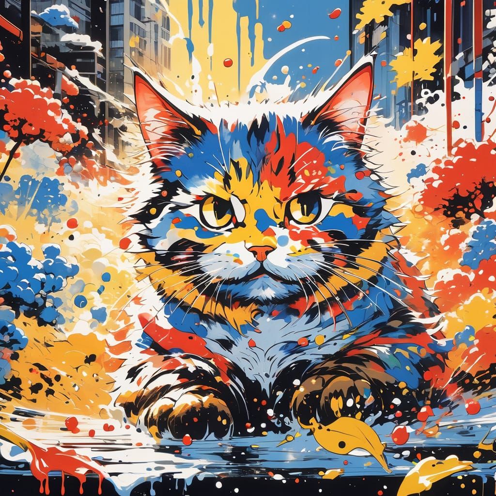 Brown Tabby Cat Amidst Vibrant Japanese Leaves