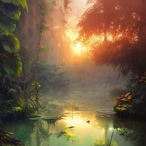 Psychedelic Swamp: A Watercolor Jungle Wonderland