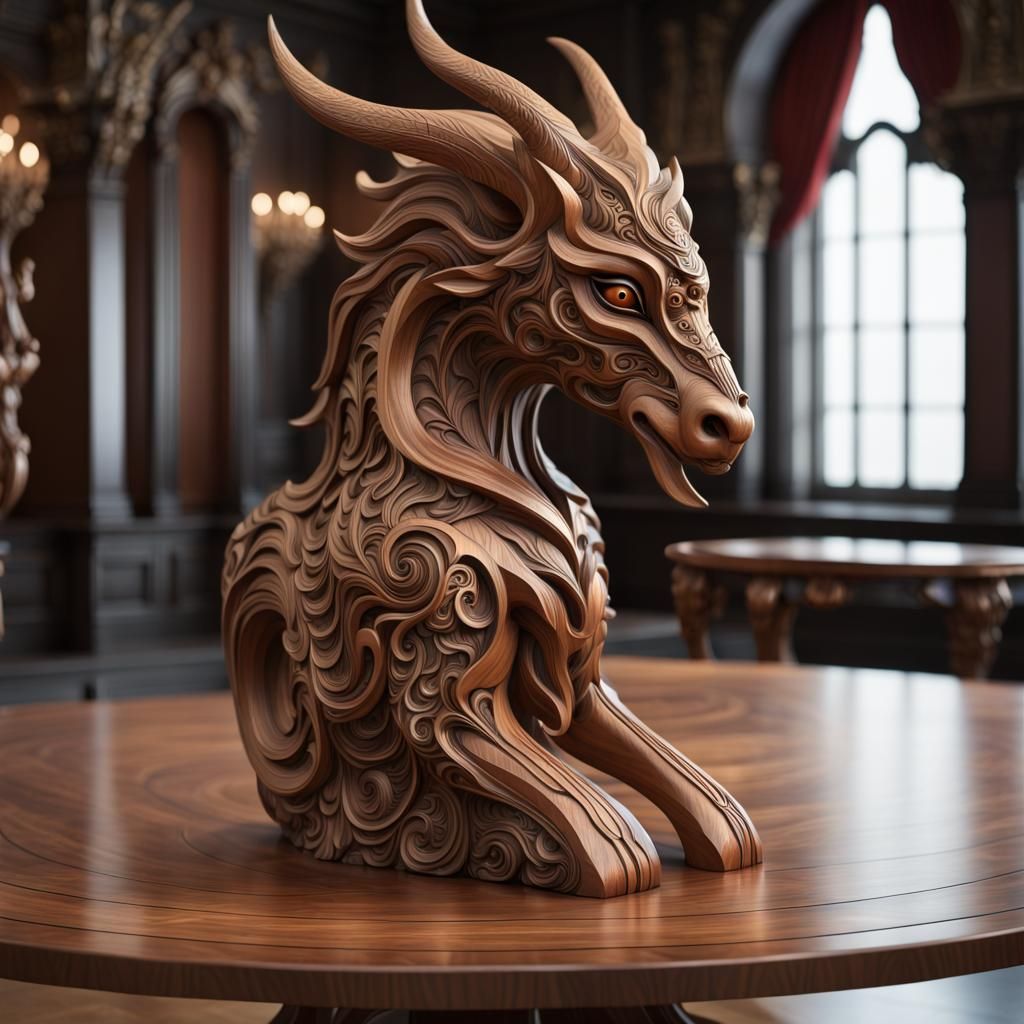 Mythical Creature Wood Carving in Unreal Engine