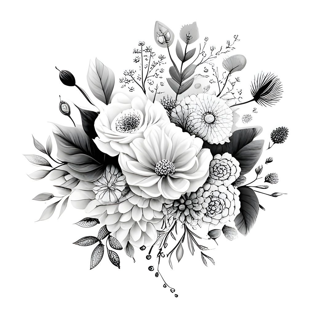 Intricate Black and White Flower Bouquet
