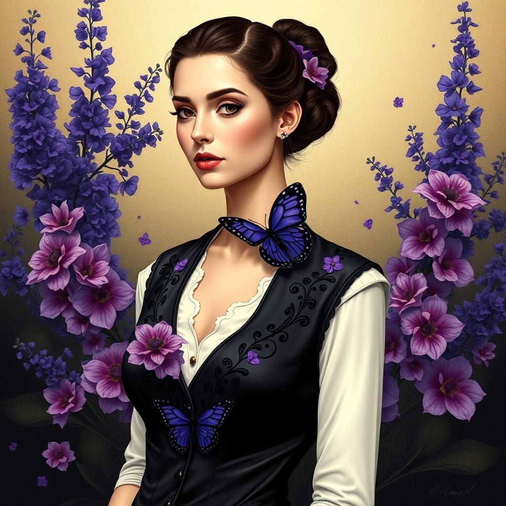 Elegant Victorian Woman in Luxurious Attire