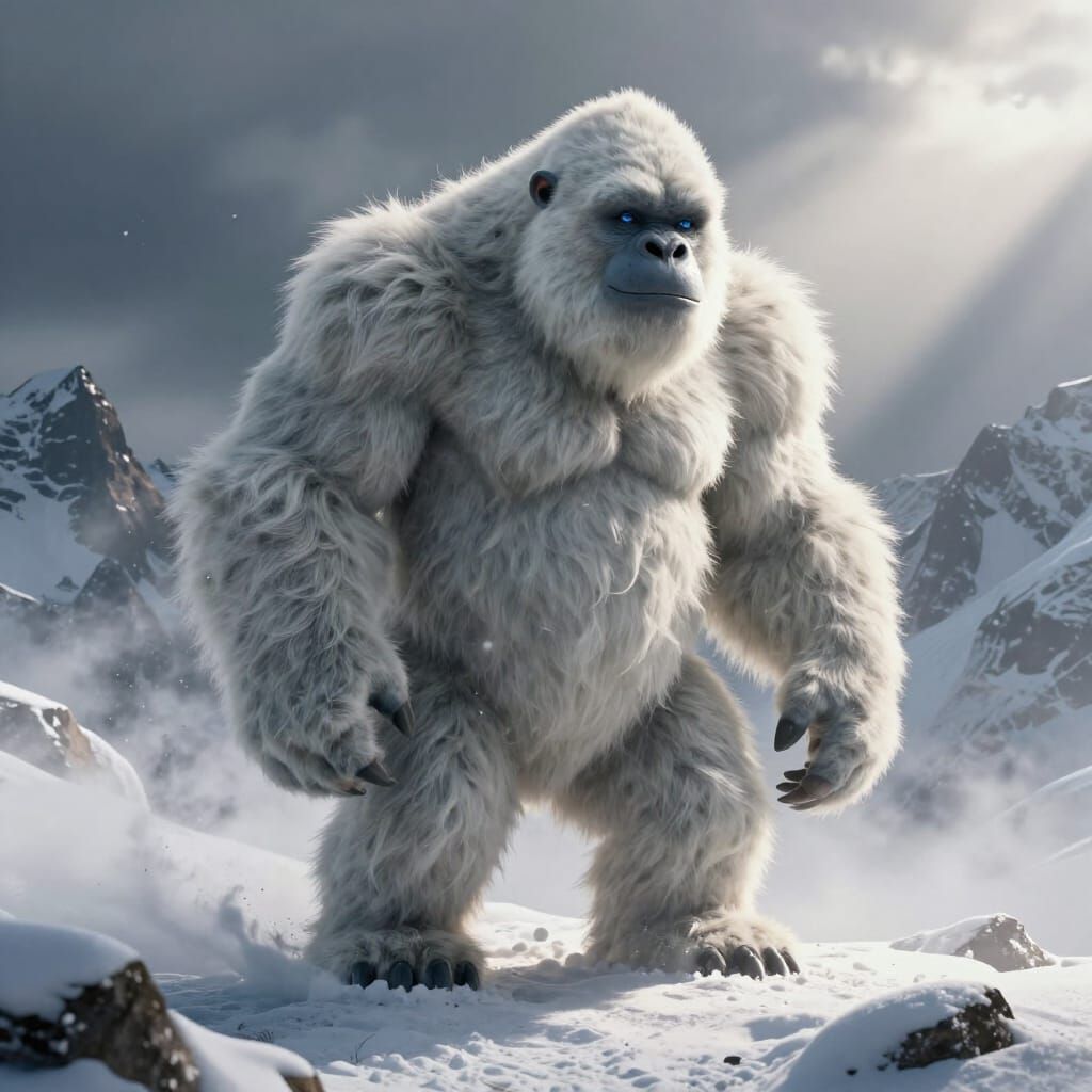 Majestic Yeti in Snowy Mountains Concept Art
