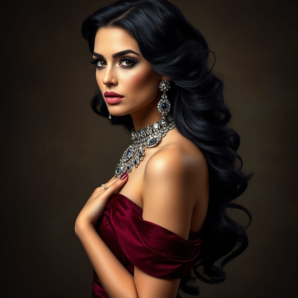 Glamorous Woman in Elegant Evening Gown