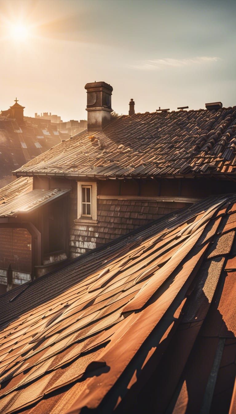 Weathered Rooftop in Sunlight: A Realistic Photo