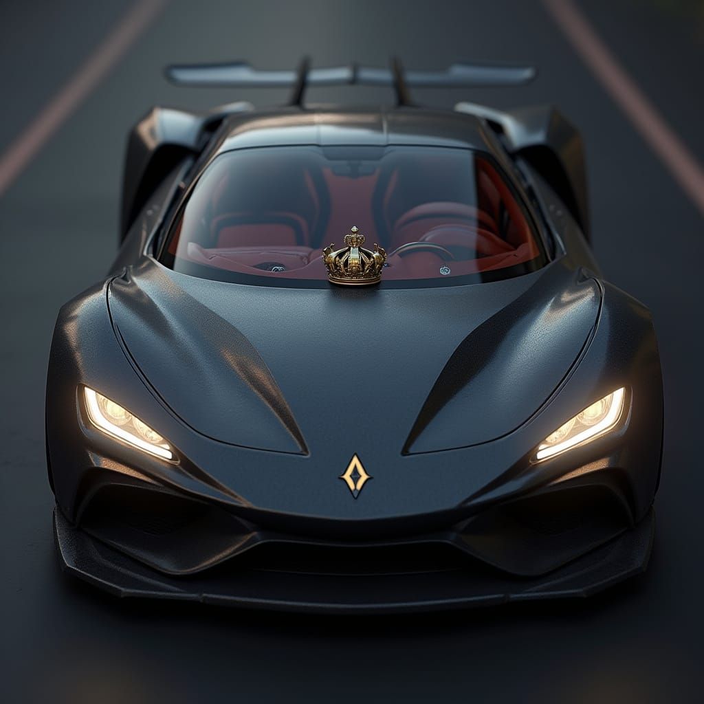 Car with Crowned Lettering in Fantasy Art Style