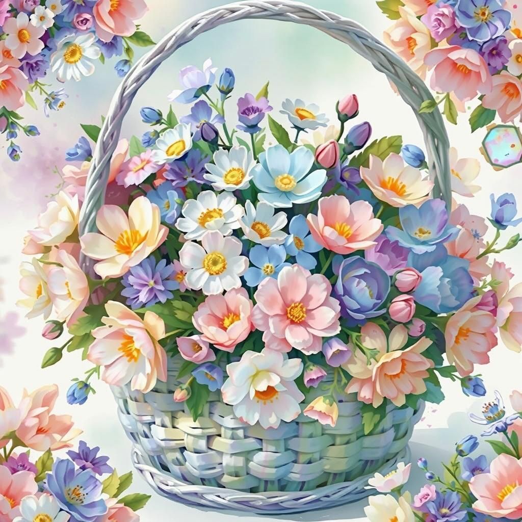 "Beautiful nature, spring flower basket, beautiful animation...